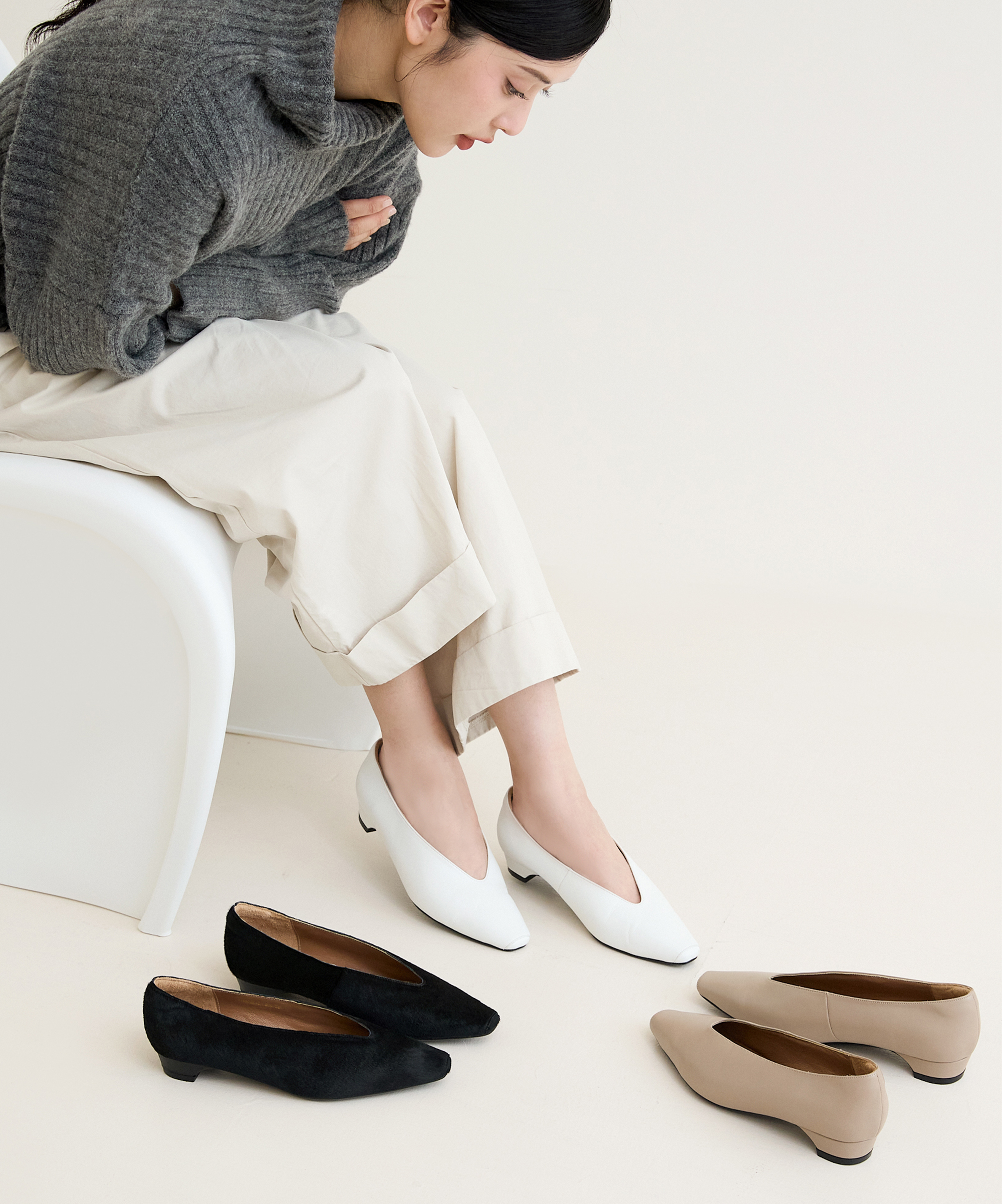 Penny V型尖頭低跟鞋 MIT款 (三色)