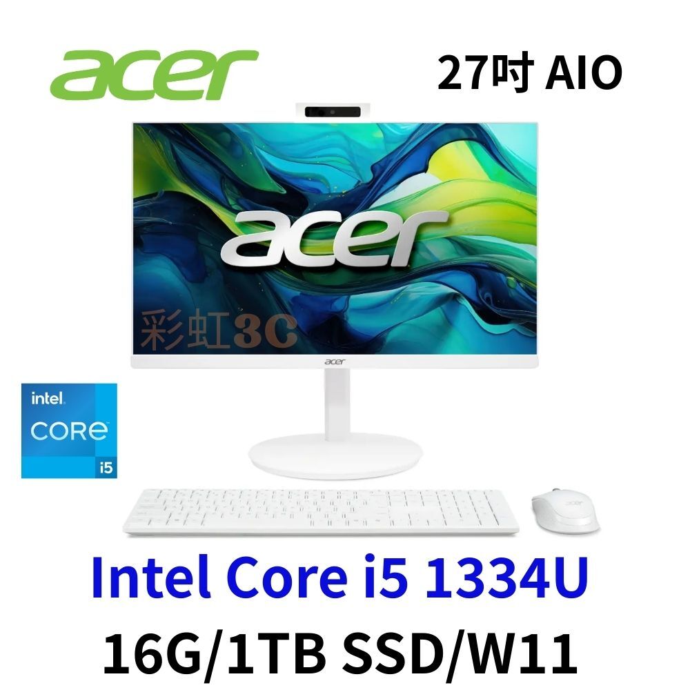 Acer 宏碁 Aspire C C27-1E13U5UNH 27吋AIO液晶桌上型電腦i5-1334U/16G/1TBSD/W11