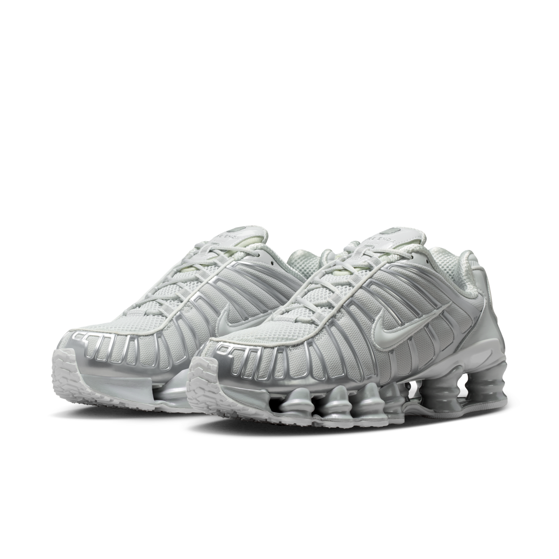 女鞋 NIKE W SHOX TL 金屬銀灰 網布 緩震 復古 支撐柱 彈簧鞋 運動鞋【IB1087-002】