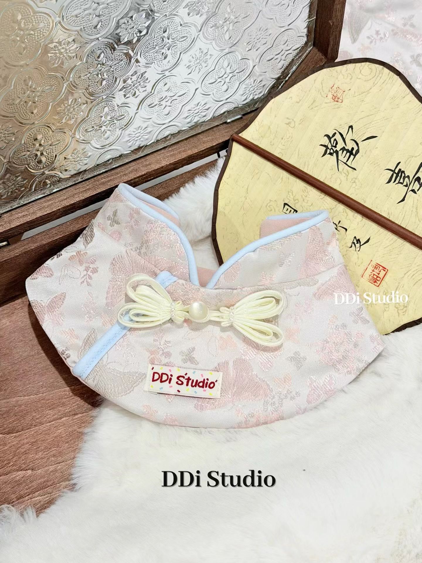 DDI STUDIO 新中式粉色 宠物口水巾