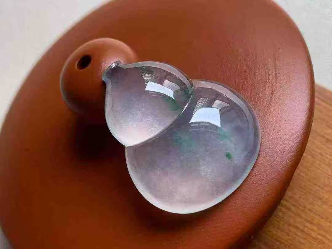 翡翠玻璃種飄花葫蘆,天然翡翠A玉, 緬甸玉, Jade, Jadeite