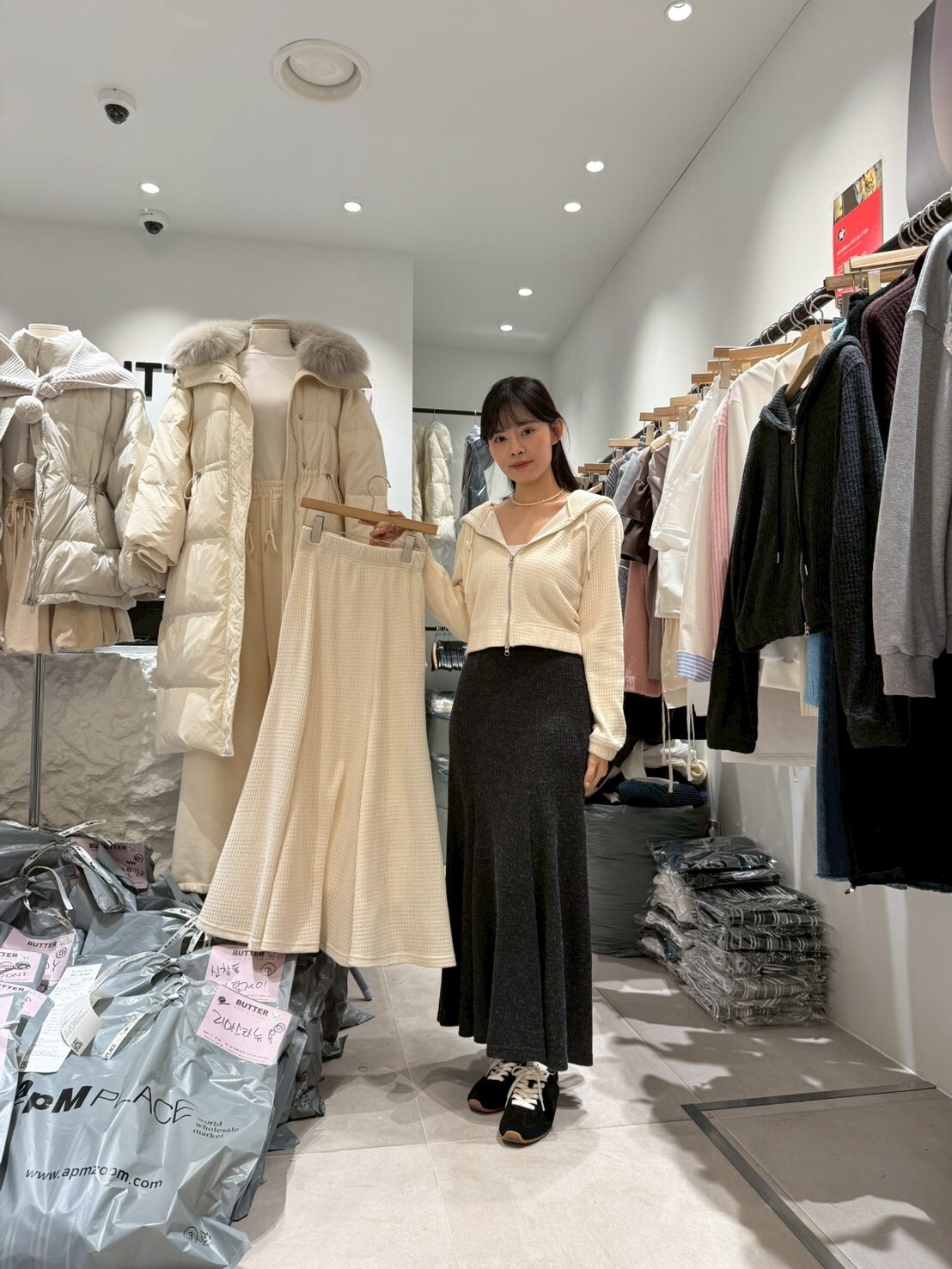 BU5502 窩夫格紋魚尾裙 *特價* (充值購物金不適用)