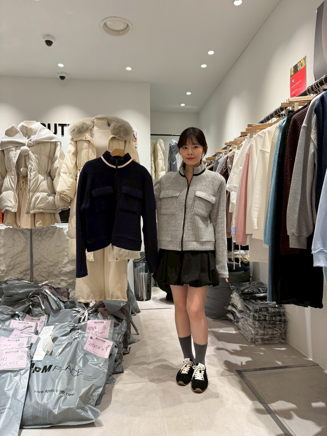 BU5507 羊毛坑紋針織口袋外套 *特價* (充值購物金不適用)