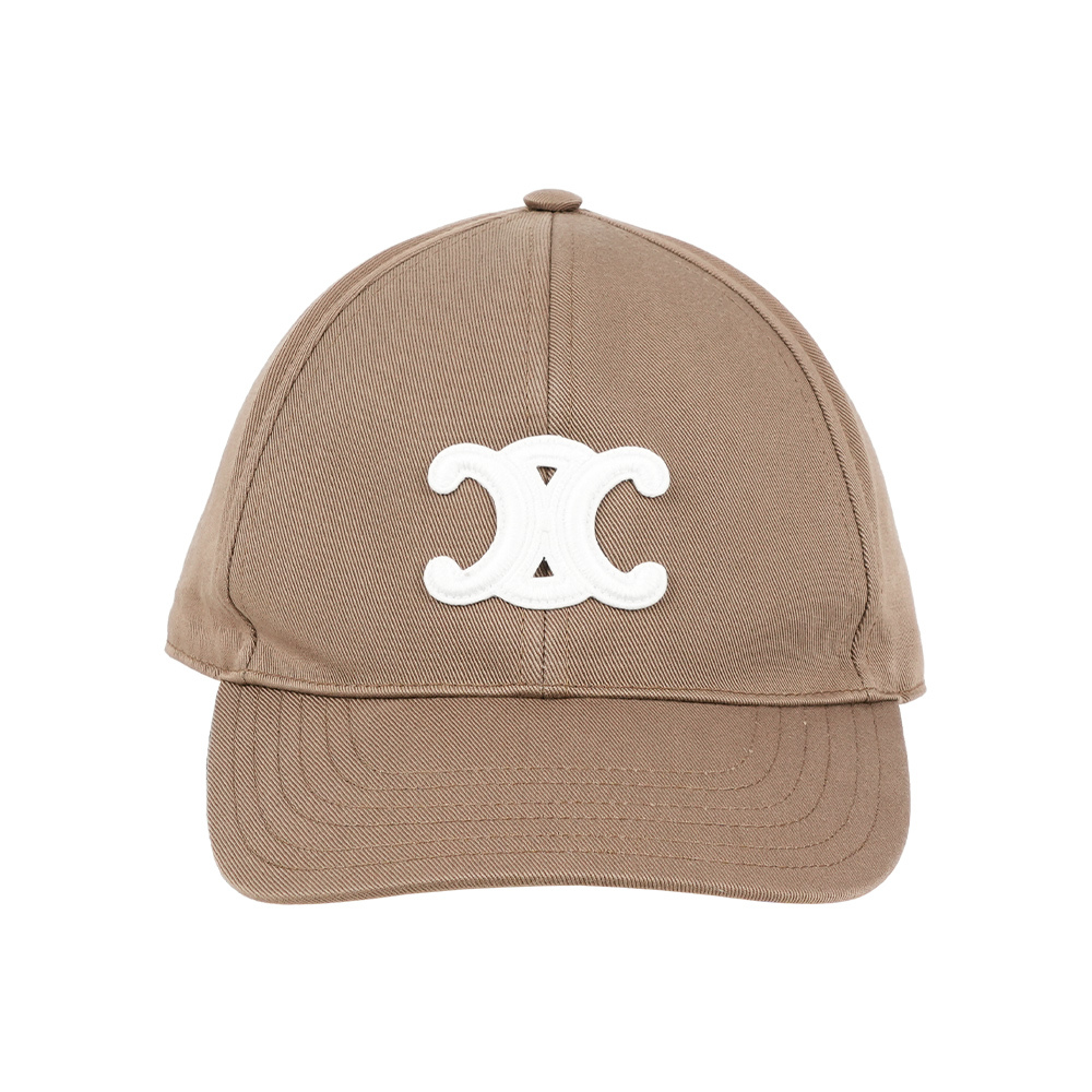 【CÉLINE】Triomphe 經典凱旋標誌棉質棒球帽(米灰色) M