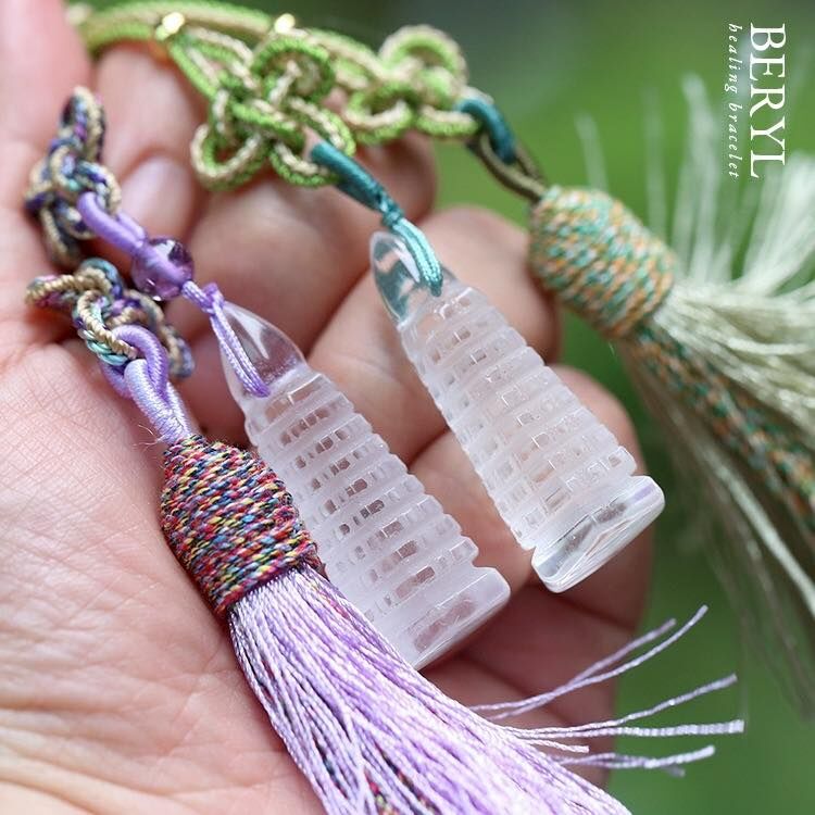 ＃母娘開光加持-巴西天然原礦白水晶文昌塔掛飾