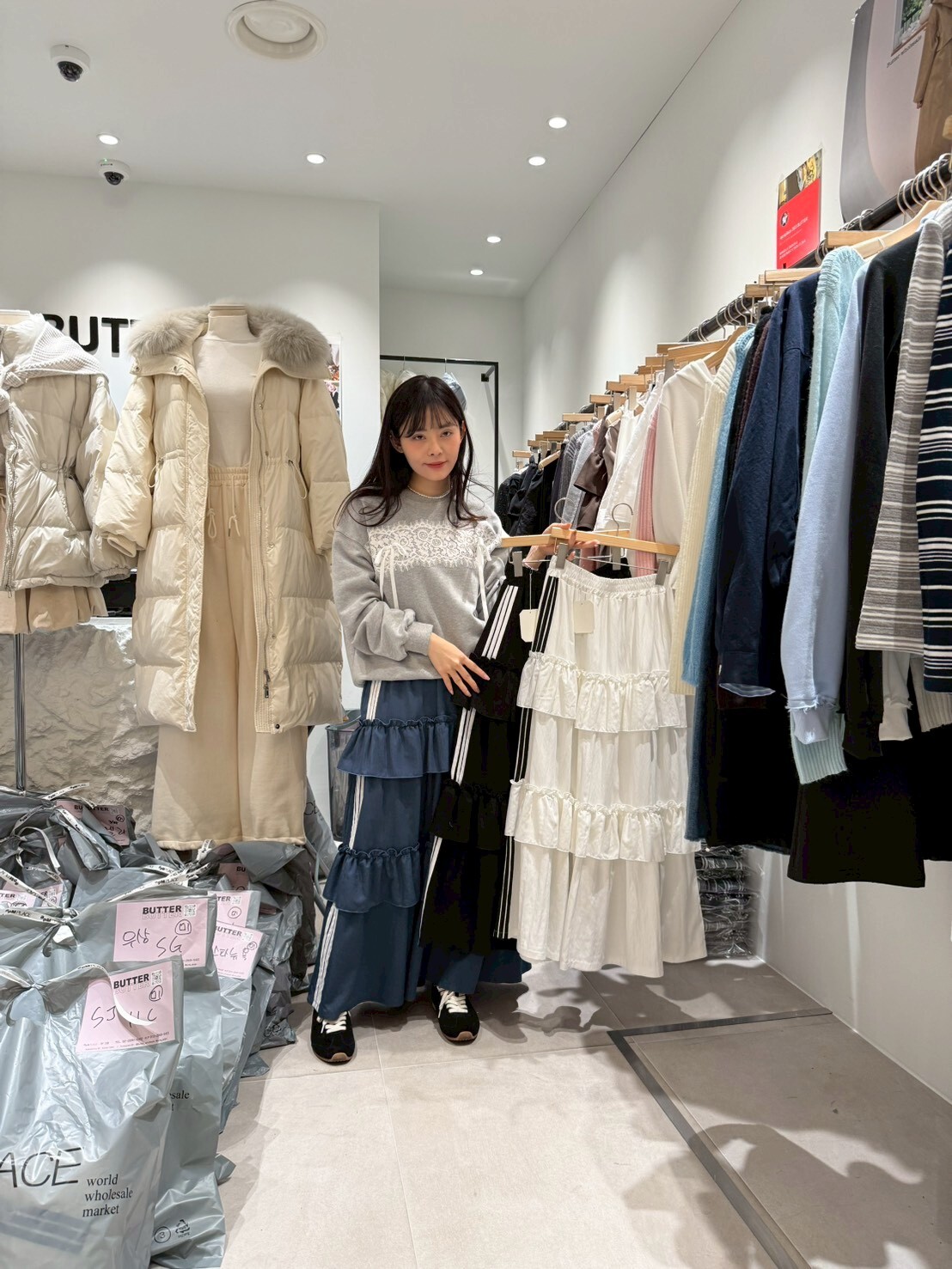 BU5517 三間全橡筋蛋糕長裙 *特價* (充值購物金不適用)