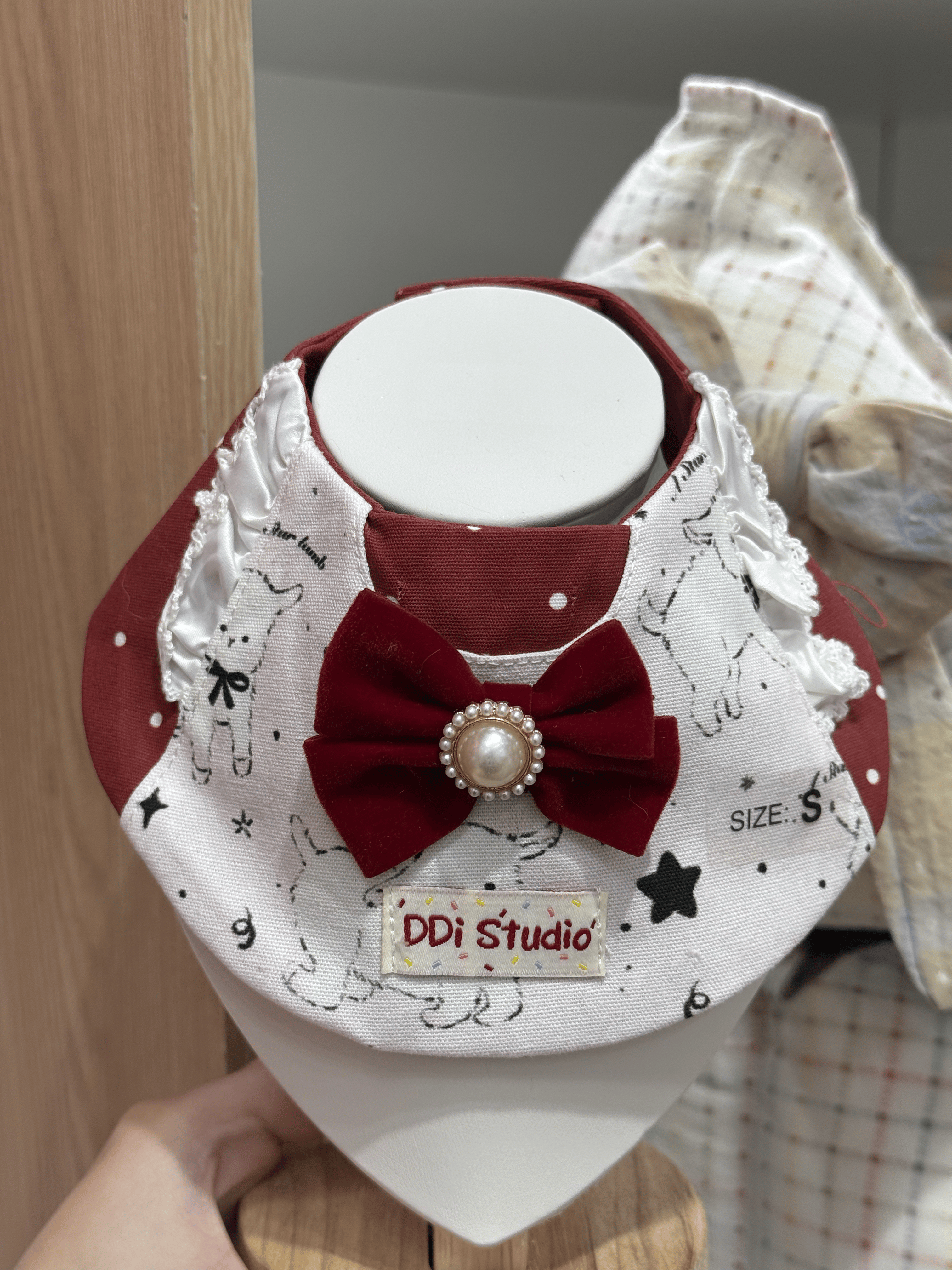 DDI STUDIO 珍珠波点狗狗 宠物口水巾