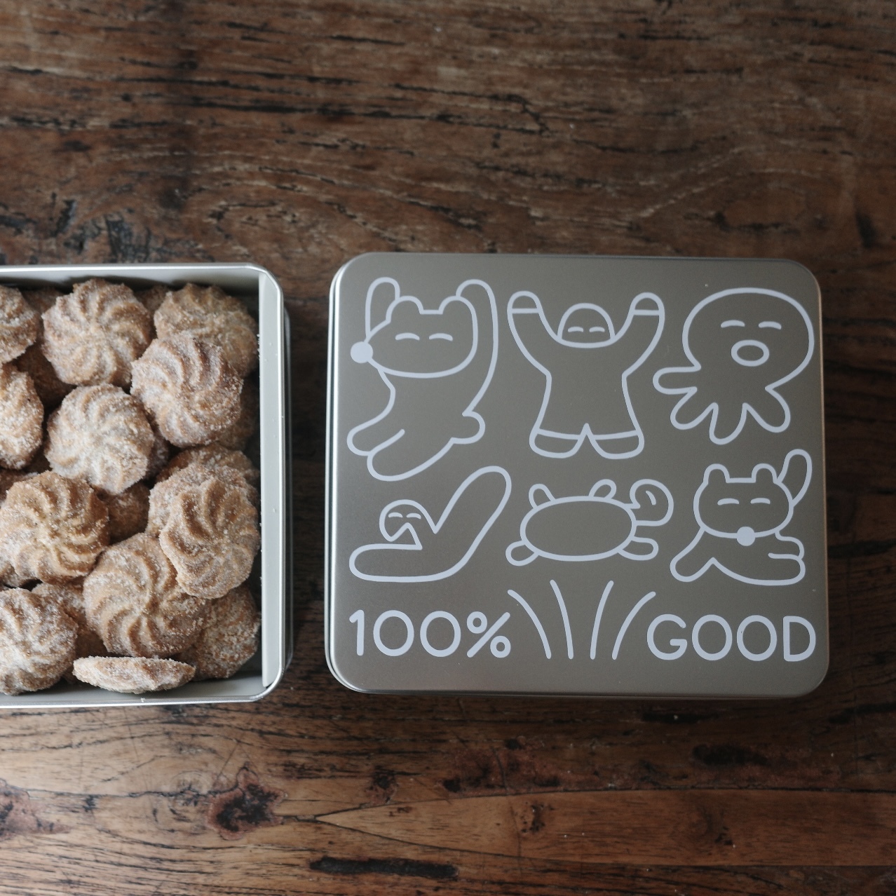 100% GOOD 香草奶油餅乾鐵盒