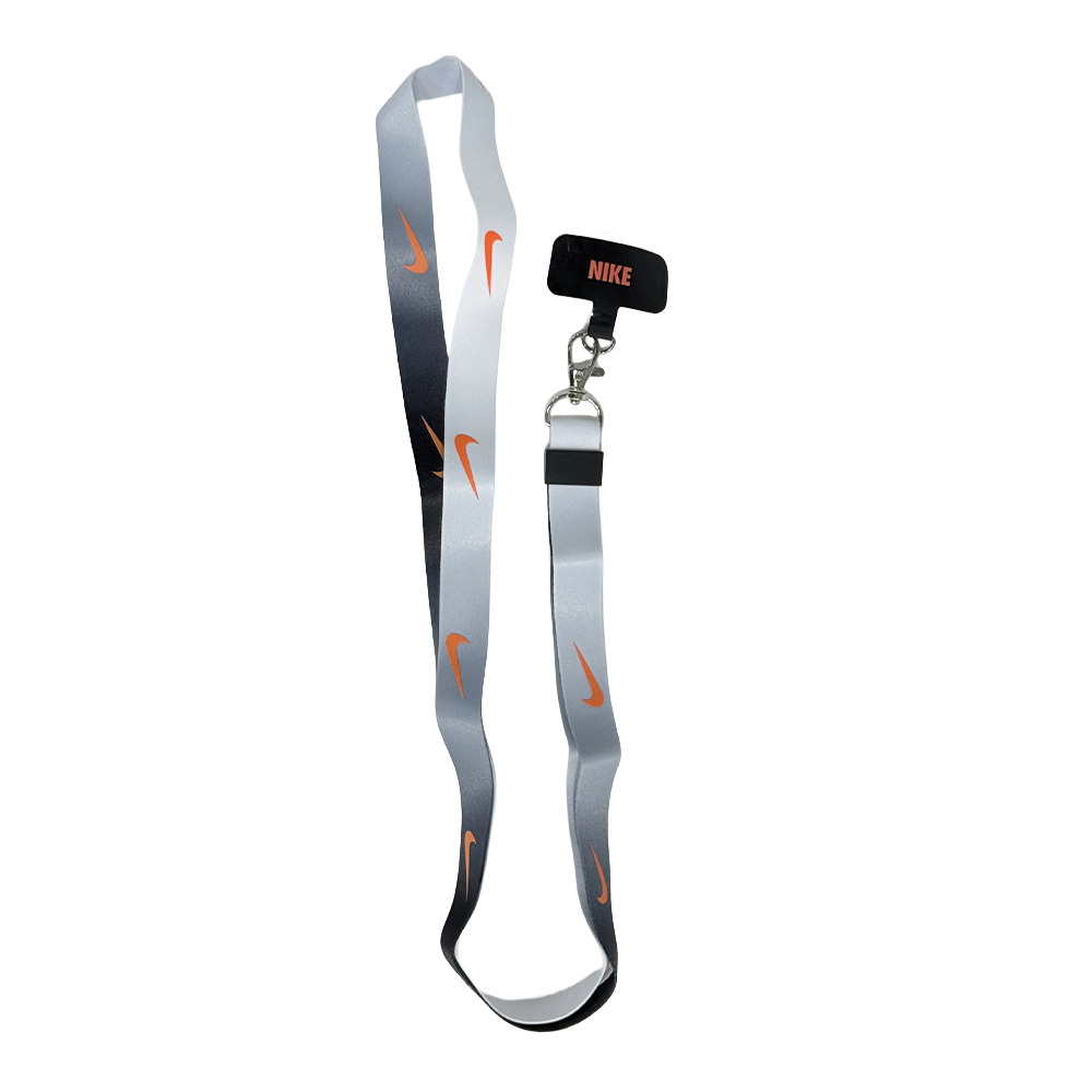 Nike 手機吊繩 黑白漸層橘勾 實用小物 NIKE-LANYARD