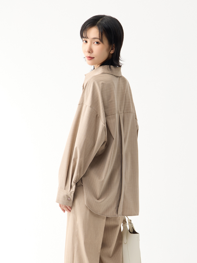 OH!HER 條紋綁帶後開釦設計襯衫