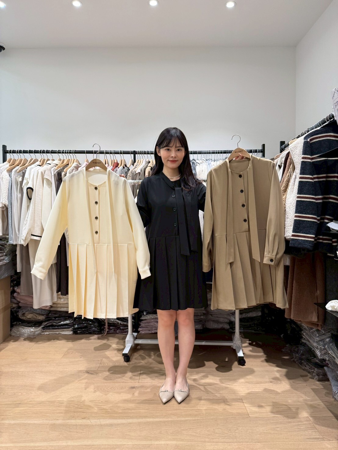 MN5512 領巾百褶連身裙 *特價* (充值購物金不適用)