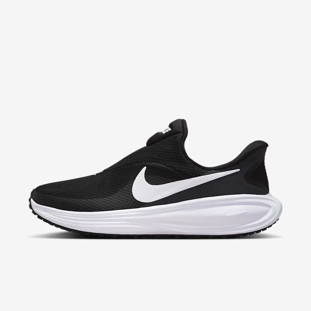 NIKE 慢跑鞋 REVOLUTION 8 EASYON 黑白 免綁鞋帶 襪套 女 HQ2415-001