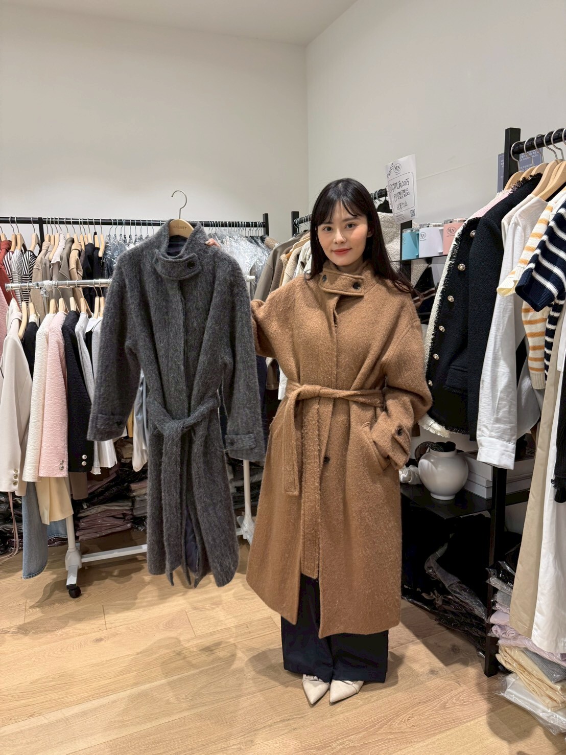 MN5230 50%馬海毛羊毛混紡長外套