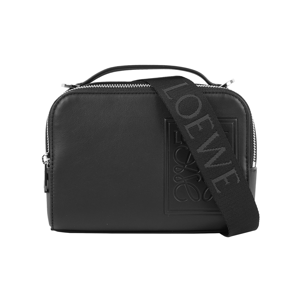 【LOEWE】緞面小牛皮手提/斜背二用迷你相機包(黑色)
