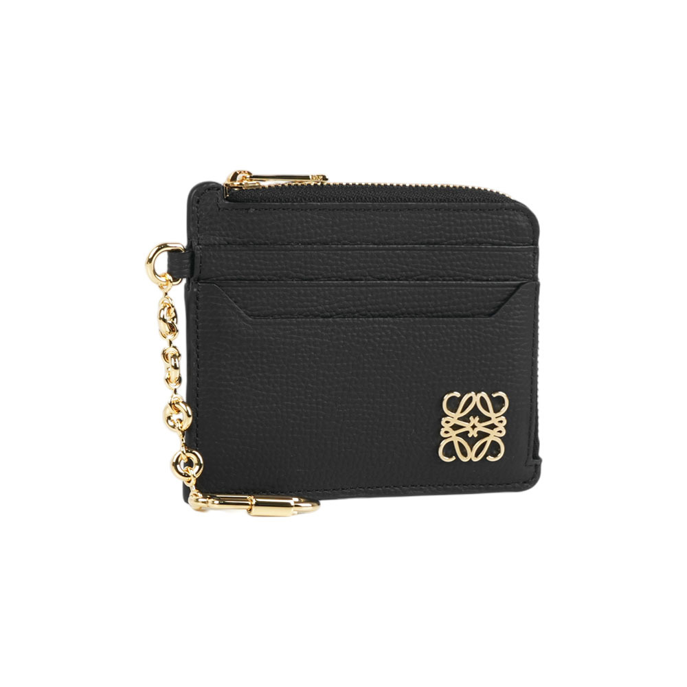 【LOEWE】Anagram 方形牛皮拉鍊卡包/鑰匙包(黑色)