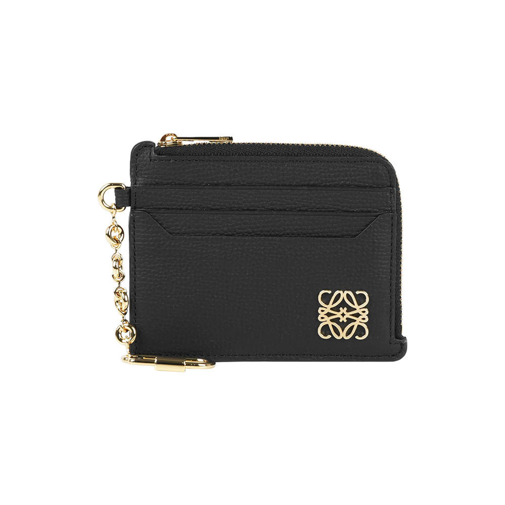 【LOEWE】Anagram 方形牛皮拉鍊卡包/鑰匙包(黑色)