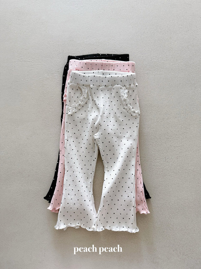 正韓春PEACHPEACH 三色波點捲邊喇叭褲