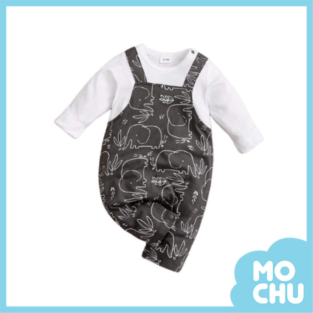 小灰象假兩件長袖連身衣