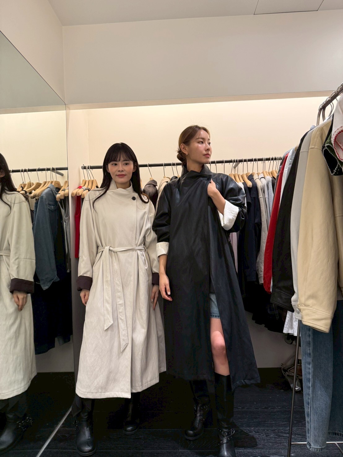 OB5519 仿皮立領長風衣 *特價* (優惠碼同充值購物金不適用)