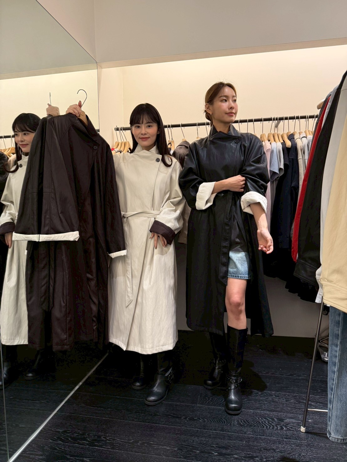 OB5519 仿皮立領長風衣 *特價* (優惠碼同充值購物金不適用)