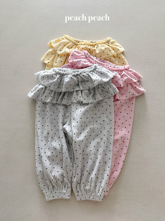 正韓春PEACHPEACH 三色清新點點荷葉褲