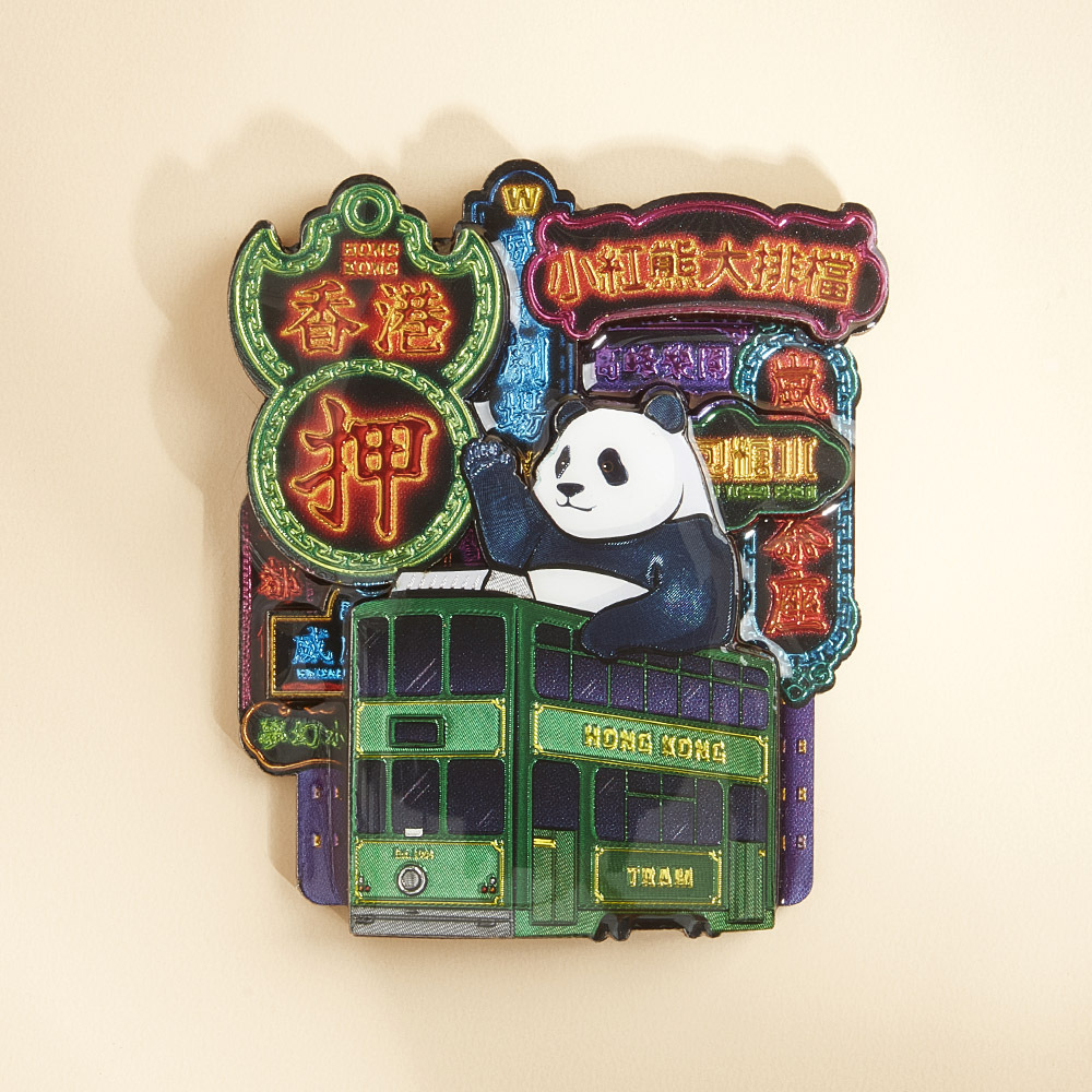 Hong Kong Neon Tram with Panda Magnet