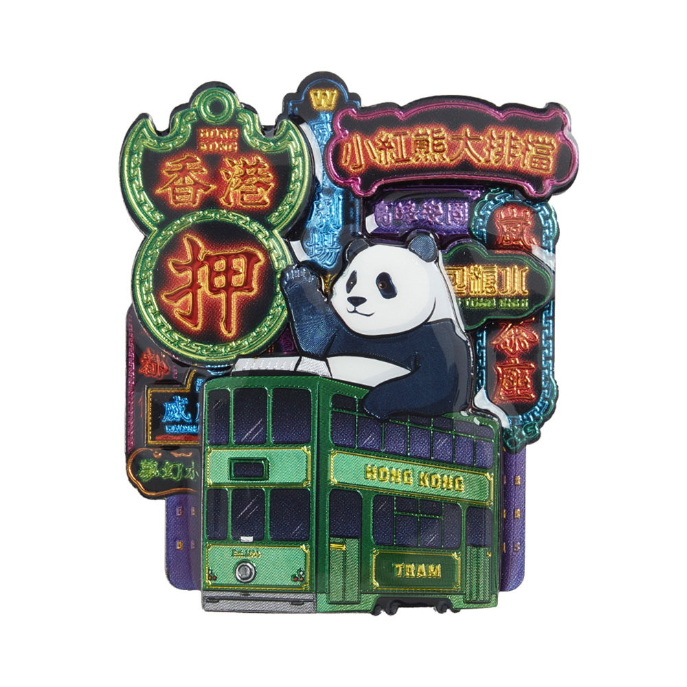 Hong Kong Neon Tram with Panda Magnet
