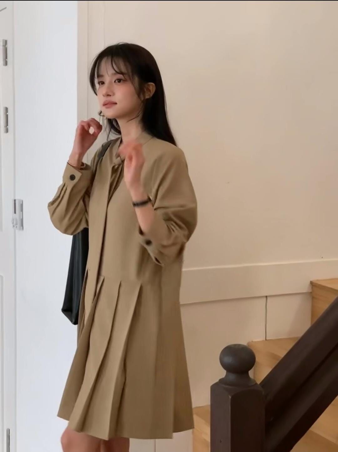 MN5519  綁帶領口百褶連身裙 *特價* (充值購物金不適用)