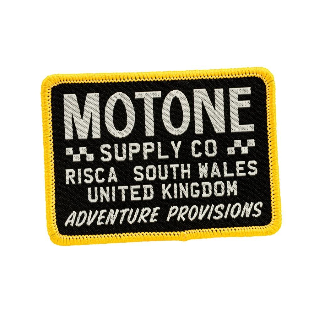 Motone HERITAGE BLOCK Black/Gold/Ecru Logo Woven Sew-On Patch