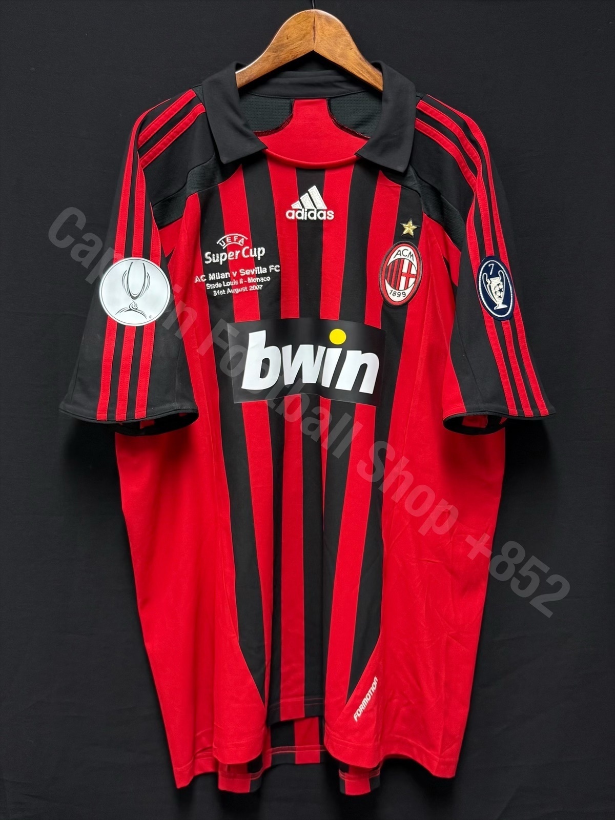 (Player Issue) AC Milan 2007 UEFA Super Cup Adidas Hone Player Issue Shirt #22 KAKA