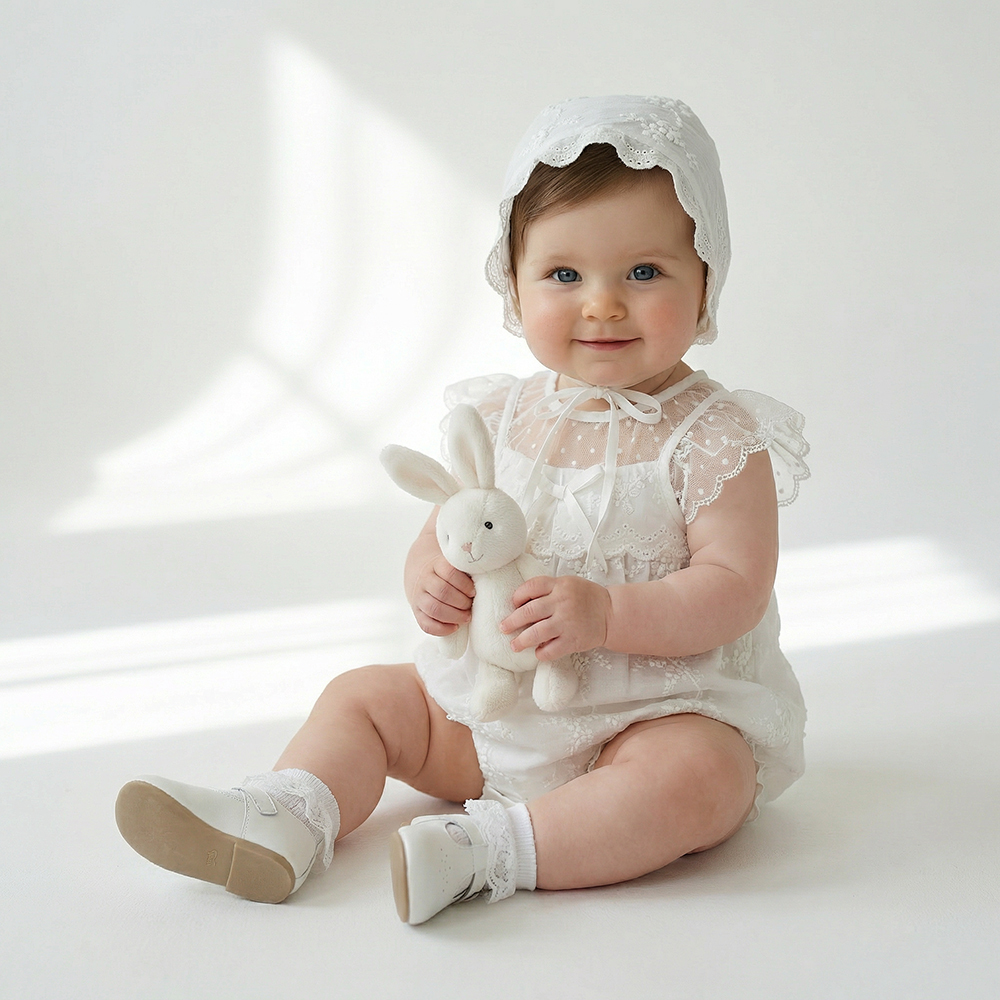 PIPPY 潔淨蕾絲領無袖包屁衣2入組禮盒 白