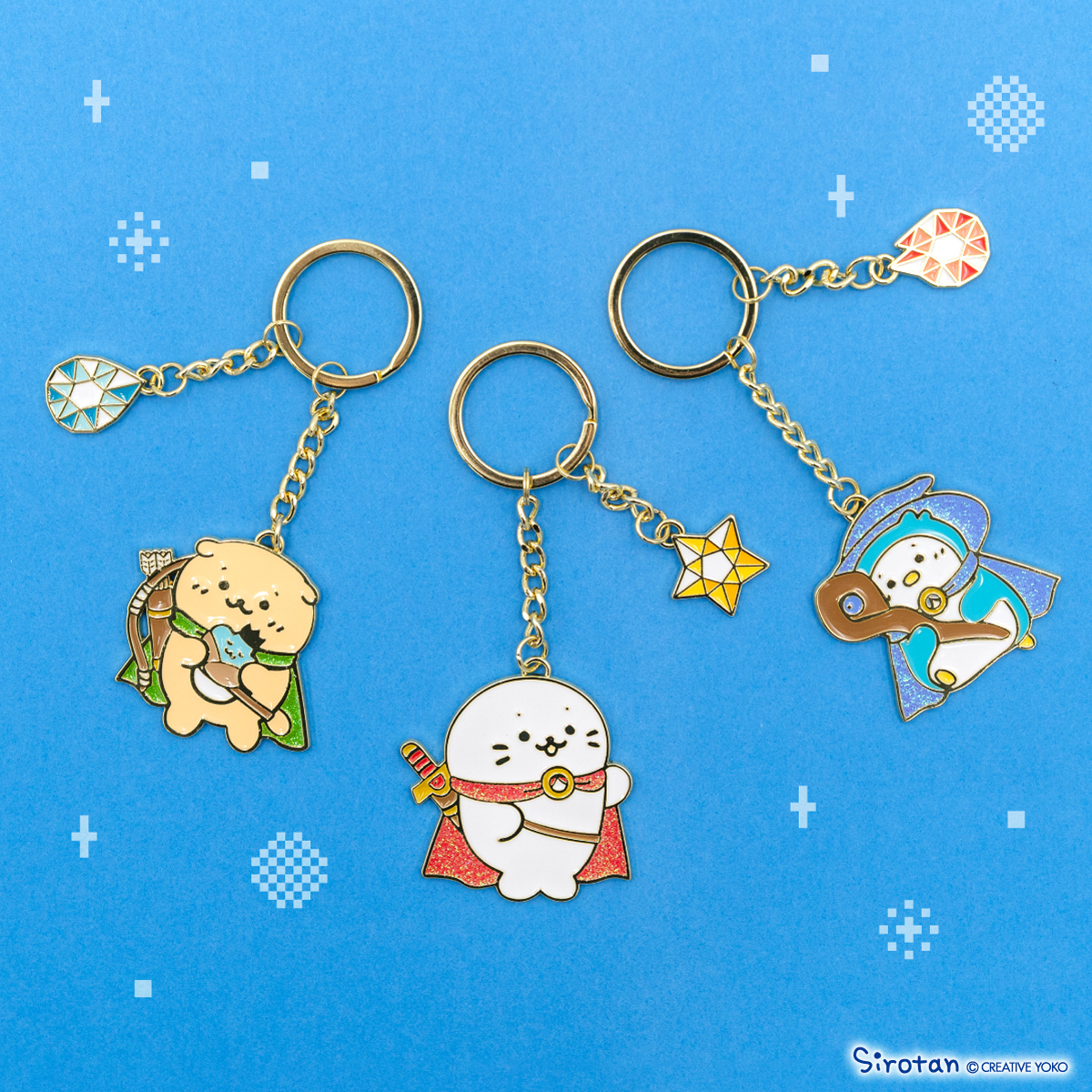 Sirotan 金屬鑰匙圈 弓箭手Rakkoinu、魔法師Ramune