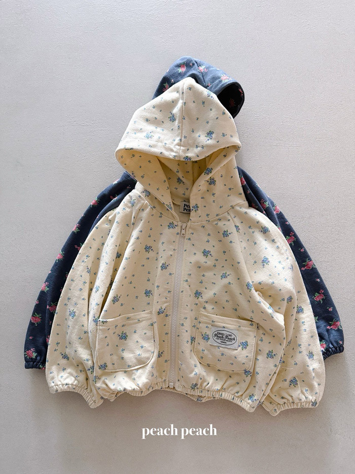 正韓春PEACHPEACH 兩色春意碎花連帽外套