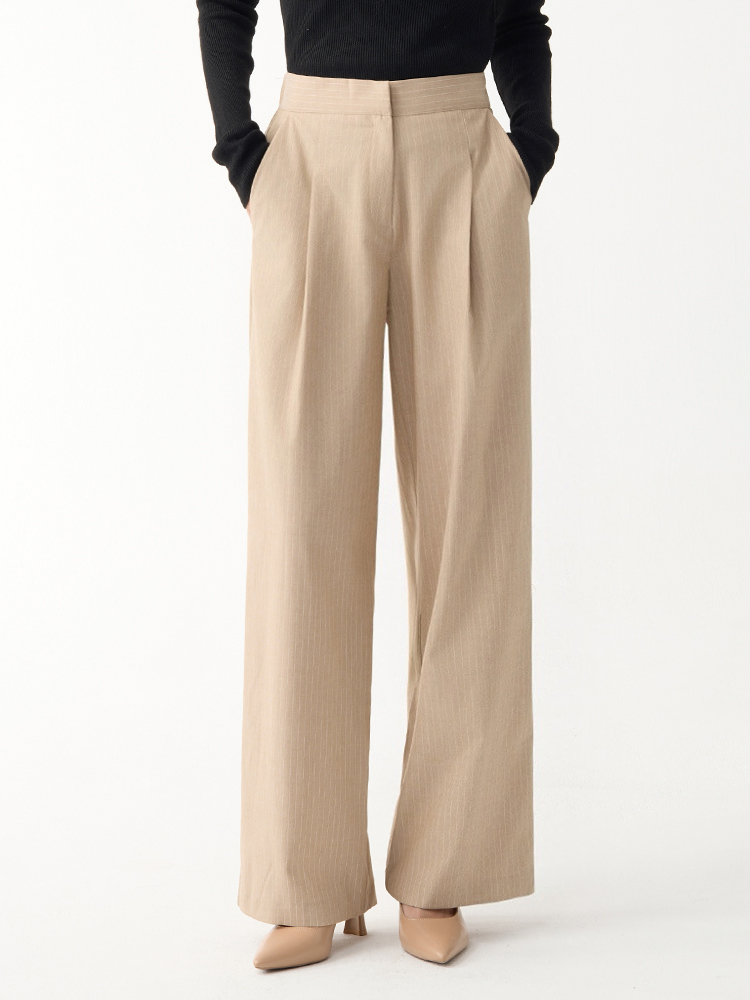 OH!HER 裙簾穿搭後鬆緊條紋西裝褲
