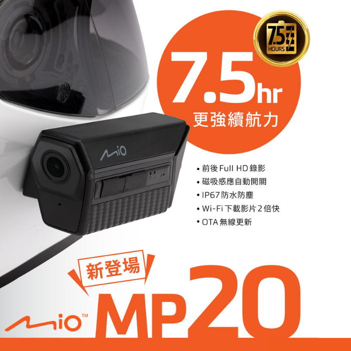 MIO MiVue MP20 Dual-Lens Wifi Helmet Camera