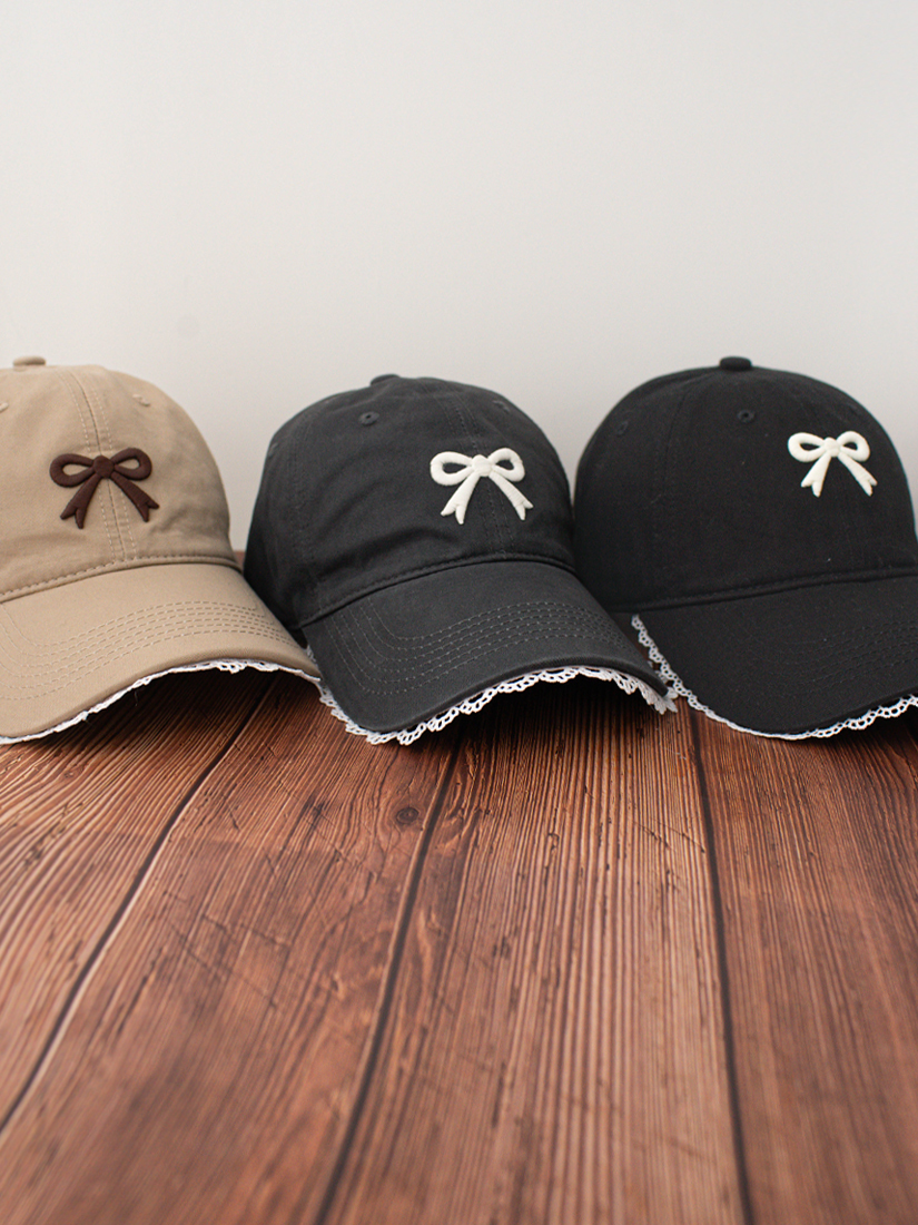 蕾絲蝴蝶結刺繡棒球帽