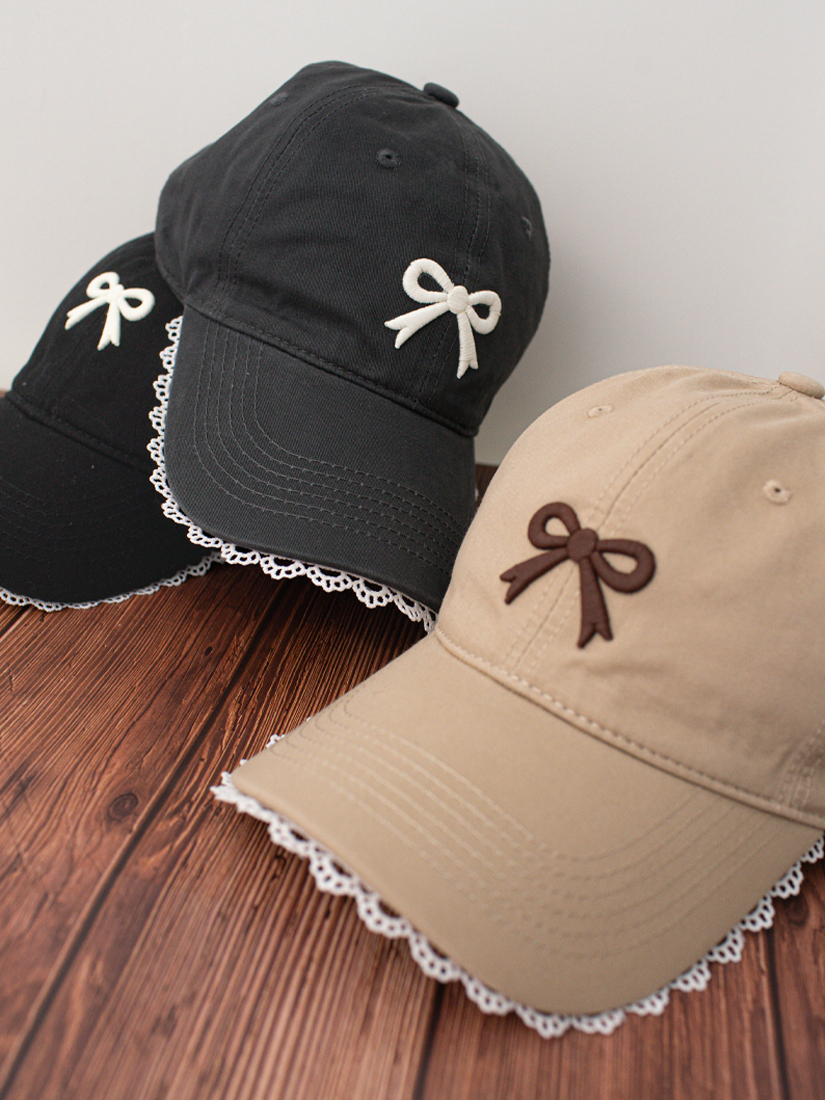 蕾絲蝴蝶結刺繡棒球帽