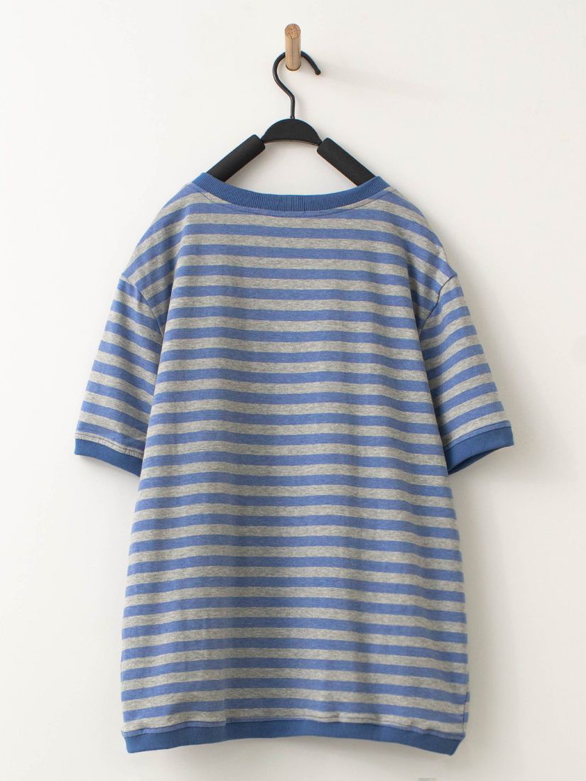 動物貼布彩棉條紋短袖上衣