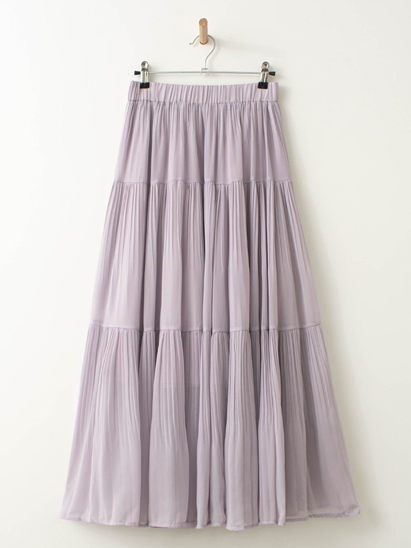 優雅壓褶雪紡層次蛋糕長裙