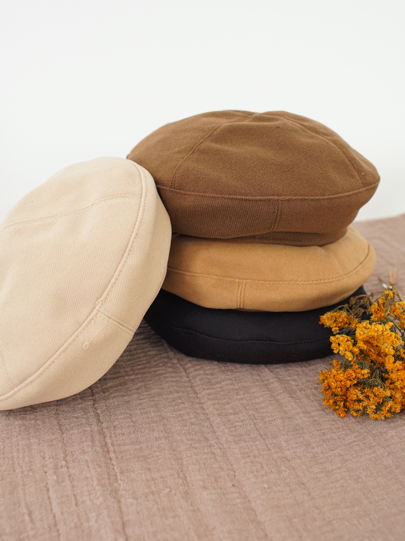 法式優雅條絨貝蕾帽(4色)