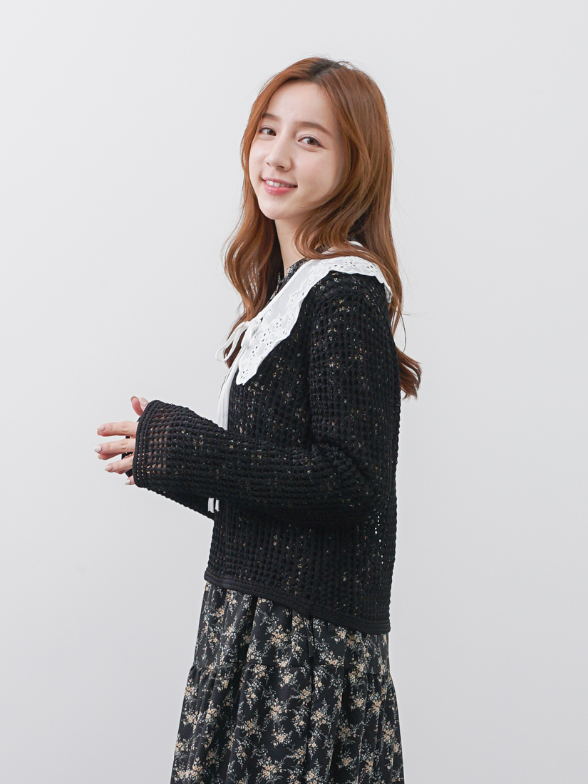 優雅簡約簍空洞洞針織衫(2色)