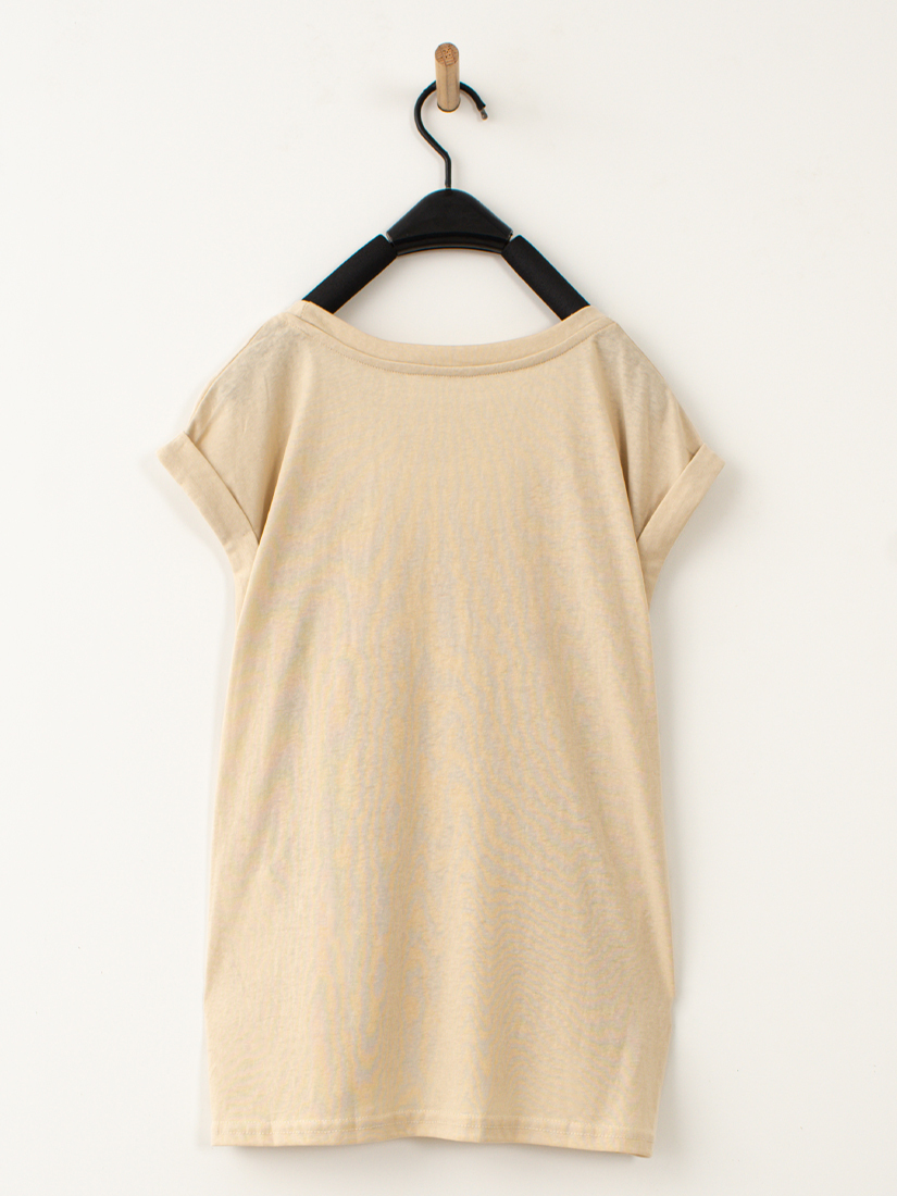 領口配色反褶連袖上衣