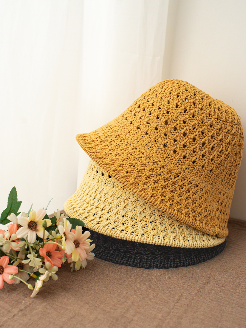 夏日簍空編織漁夫帽