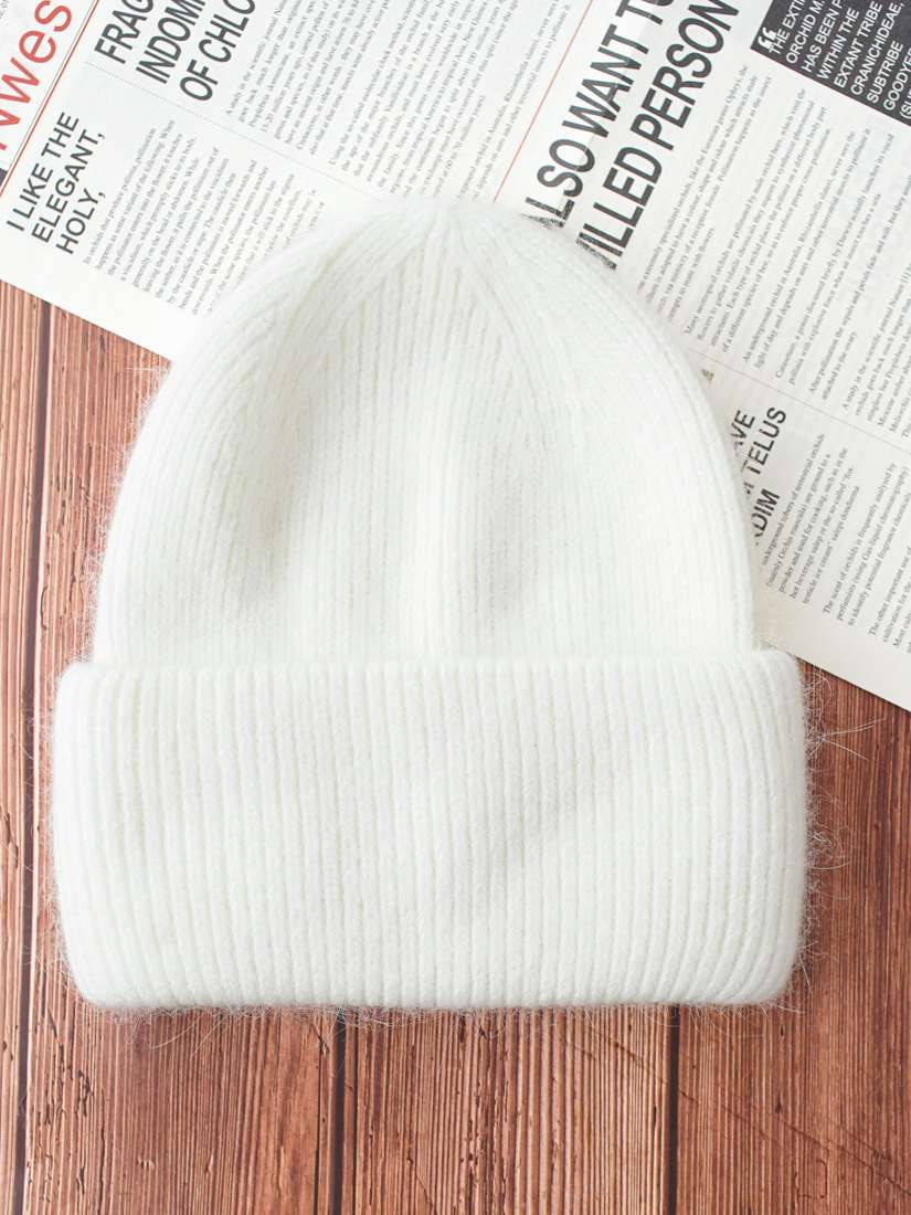 素面反摺毛線針織帽(6色)