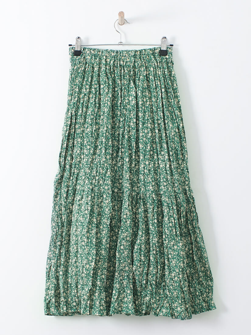 日系小碎花內裡磨毛8分裙