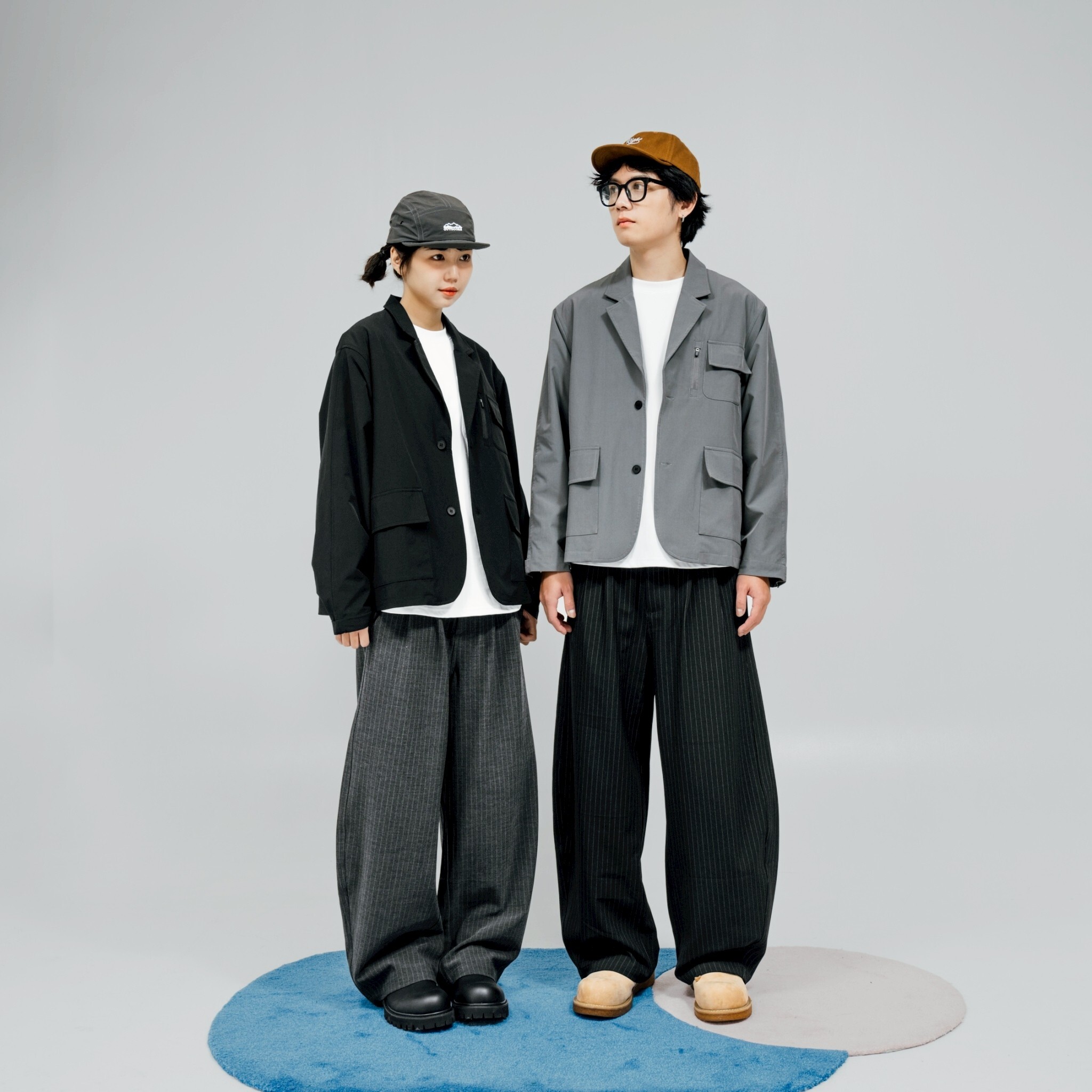 <台灣現貨>直條紋厚磅彈力彎刀西裝褲 SB8015 二色