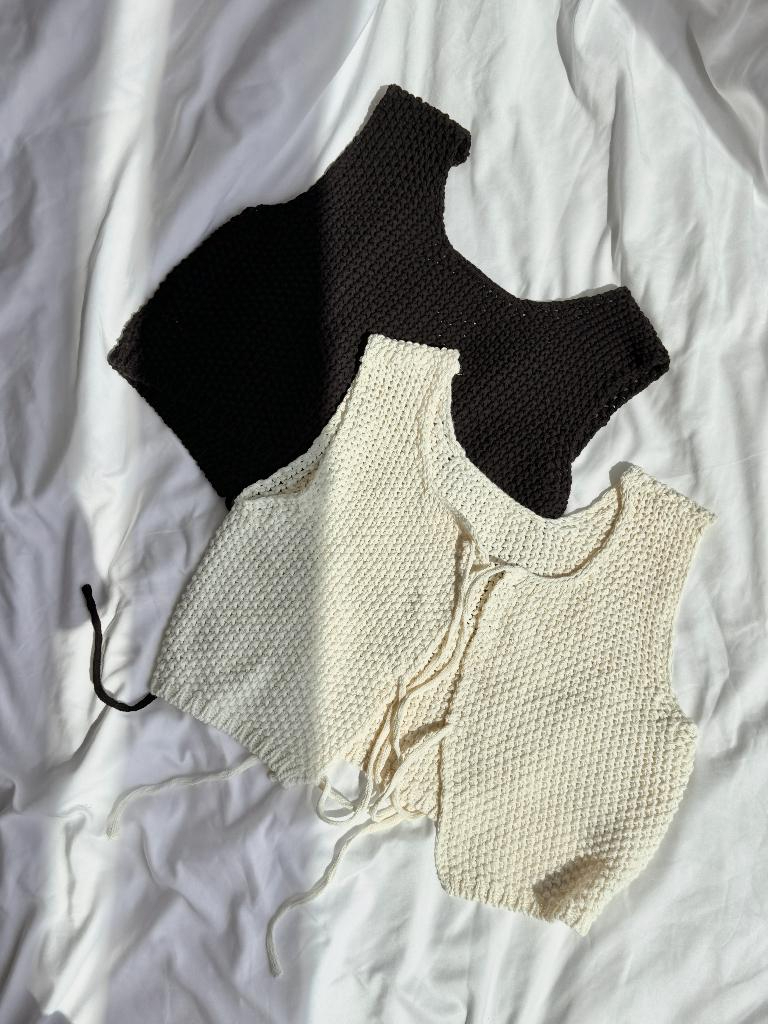 [現貨] [自留推薦] 夏日針織羊絨超柔軟繫繩質感背心