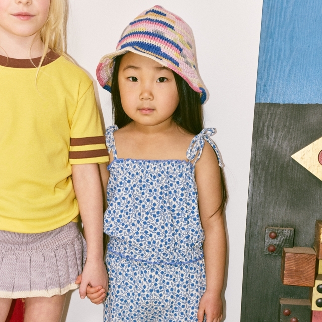 Misha & Puff 渡假風花朵圖騰綁帶上衣 Sydney Top - Blue Ribbon Lisse Fields