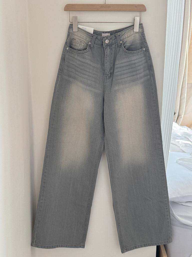 [現貨] 超顯瘦｜灰色水洗闊褲