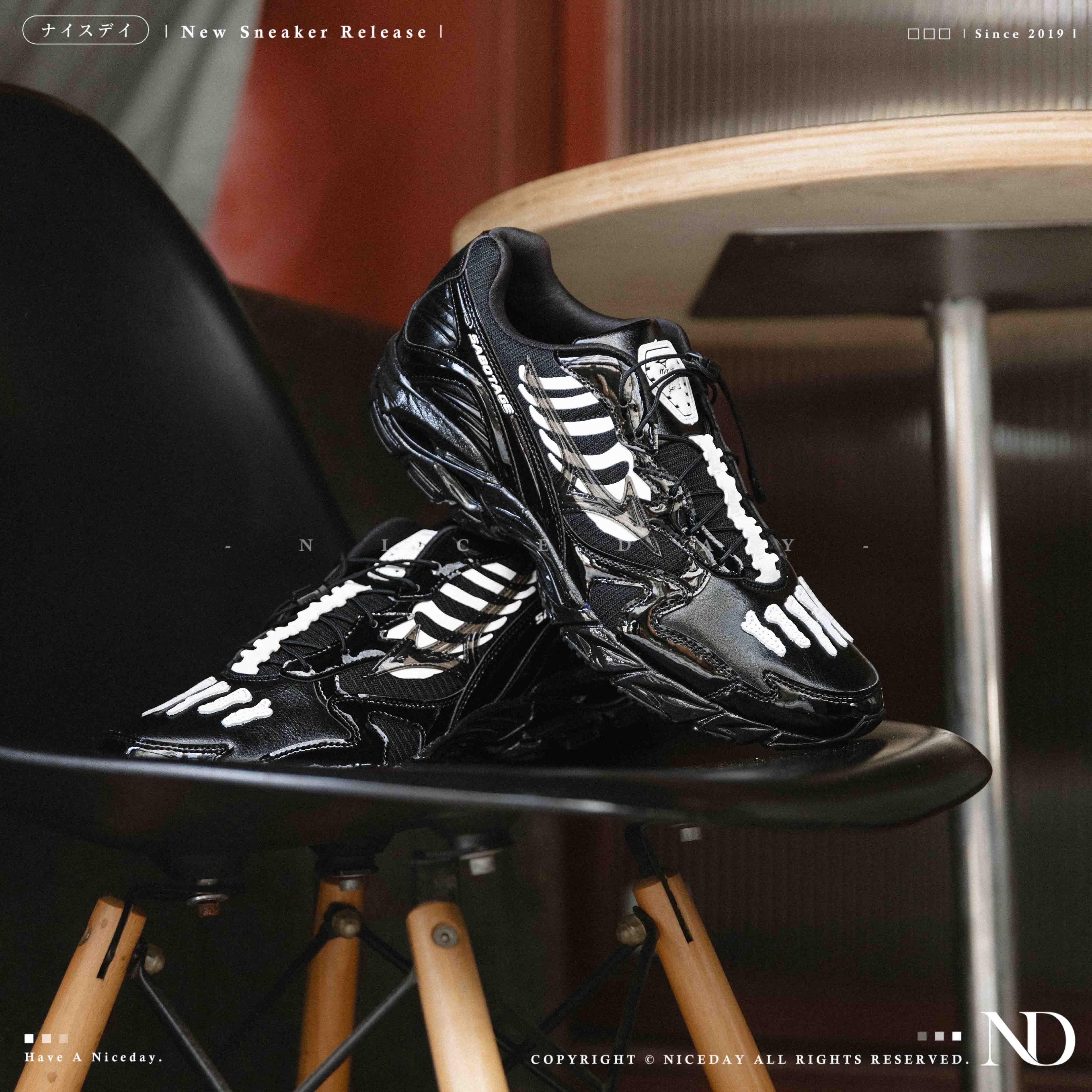 NICEDAY 代購 SBTG x Mizuno Wave Rider 10 骨頭 聯名款 美津濃 黑 骷髏 D1GD252601